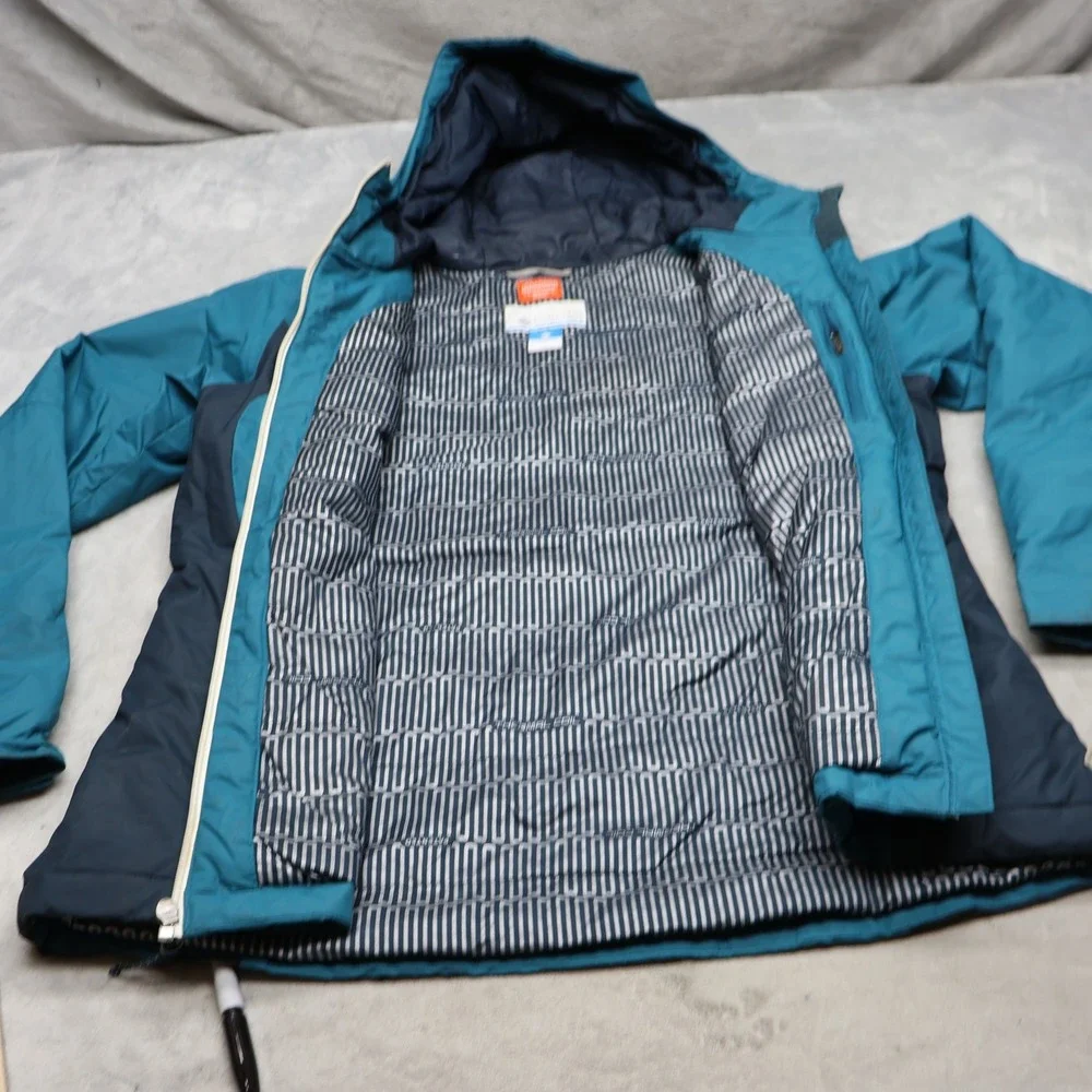 Columbia Jacket Womens Large Blue Insulated Thermal Coil Full Zip Hooded Winter